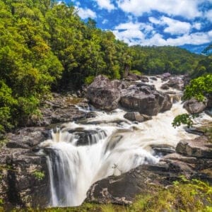 WaterfallRanomafanahotWaterInMalagasyNationalParkMadagascar