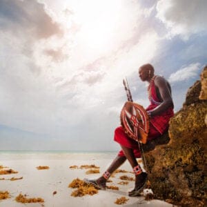 Portræt af en Masai Kriger på Diani Beach