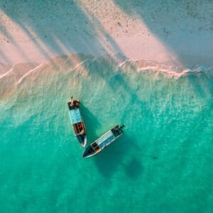 Nungwi strand med båder Zanzibar Tanzania