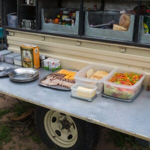 Trailer med morgenmad i Botswana Fuld serviceret camping safari
