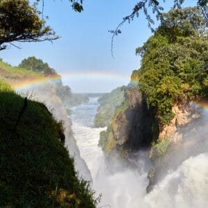 Vandfald i Murchison Falls Nationalparken i Uganda
