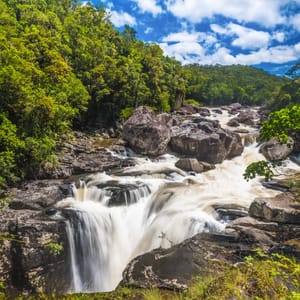 WaterfallRanomafanahotWaterInMalagasyNationalParkMadagascar