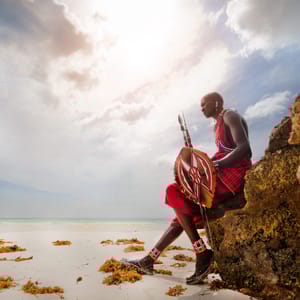 Portræt af en Masai Kriger på Diani Beach