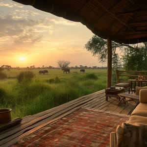 Udsigt over savanne fra telt camp i Masai mara