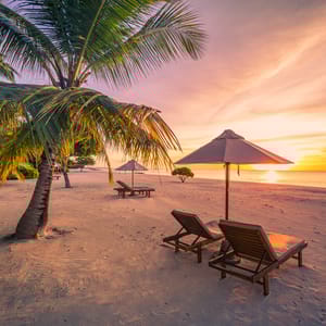 Solnedgang over Mauritius stranden