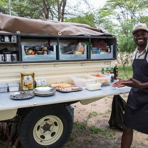 Trailer med frokost i Botswana Fuld serviceret camping safari