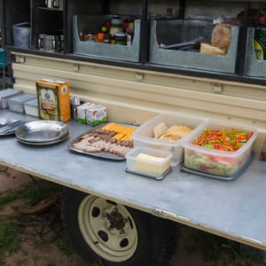 Trailer med morgenmad i Botswana Fuld serviceret camping safari