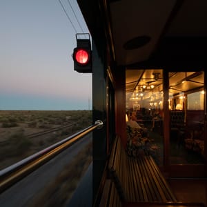 Rovos Rail med solnedgang