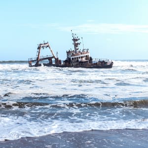 TheFamousShipwreckOnSkeletonCoastInTheAtlanticOcean