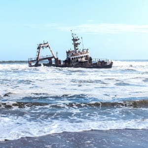 TheFamousShipwreckOnSkeletonCoastInTheAtlanticOcean